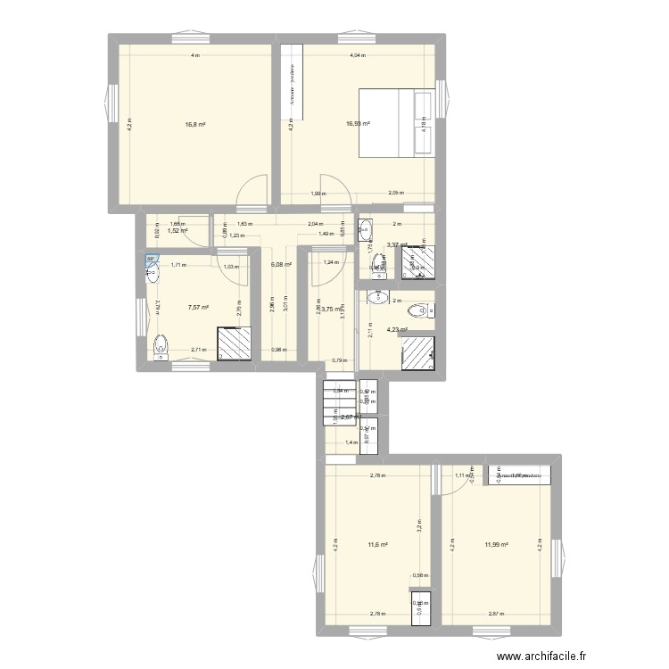 Projet ROUSSEAU (Plateau FOFO). Plan de 11 pièces et 87 m2