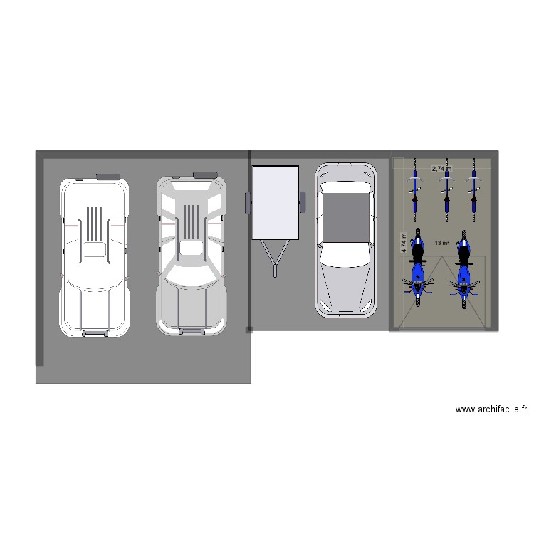 Carpot. Plan de 1 pièce et 13 m2