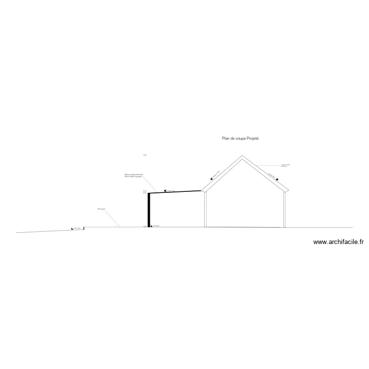 Plan de coupe projet&eacute; . Plan de 