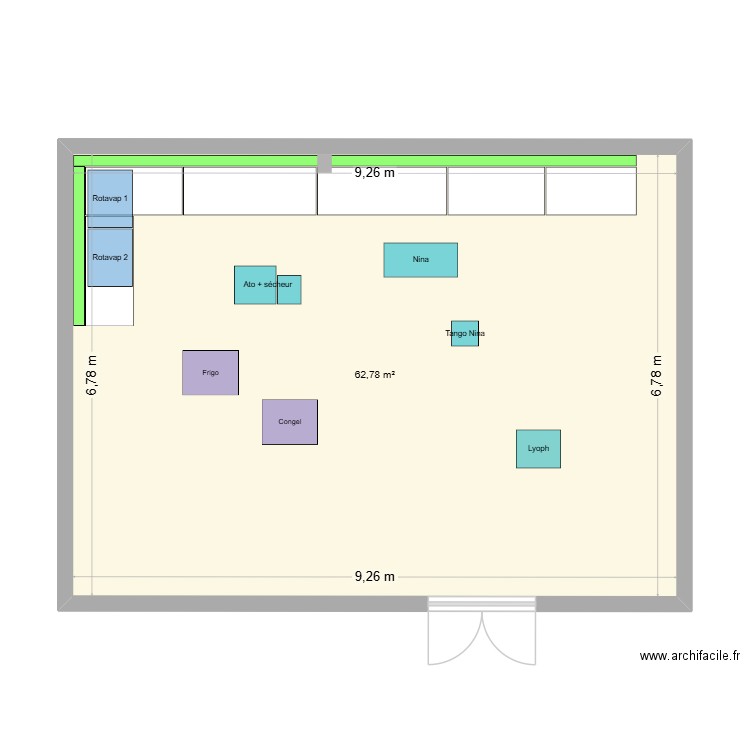 Labo DSP. Plan de 1 pièce et 63 m2