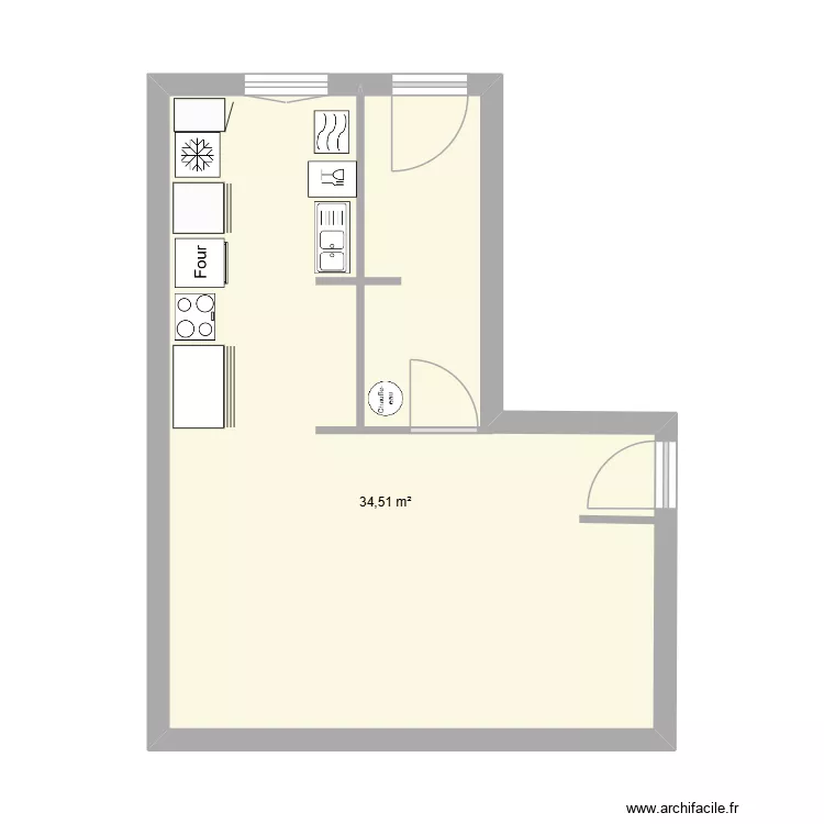 Appart07_Mai26. Plan de 1  et 35 m²