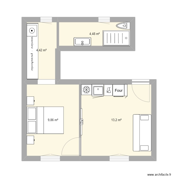 113 BOURGUIGNON ASNIERES. Plan de 4 pièces et 32 m2