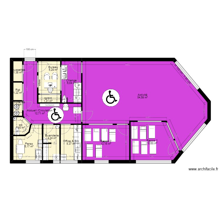 B93L83GL projet - PST maj propos. Plan de 14 pièces et 125 m2