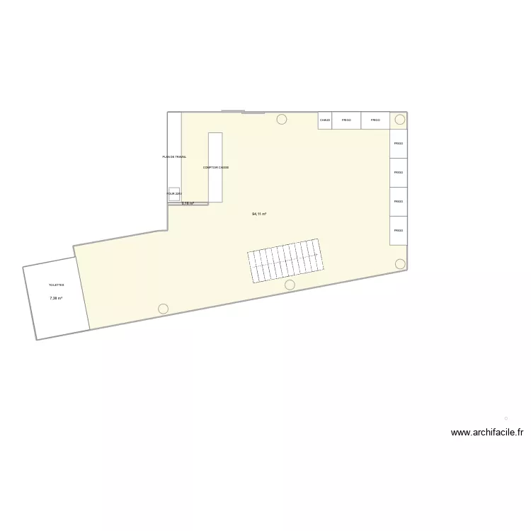 Nantes plan du local. Plan de 3  et 102 m²