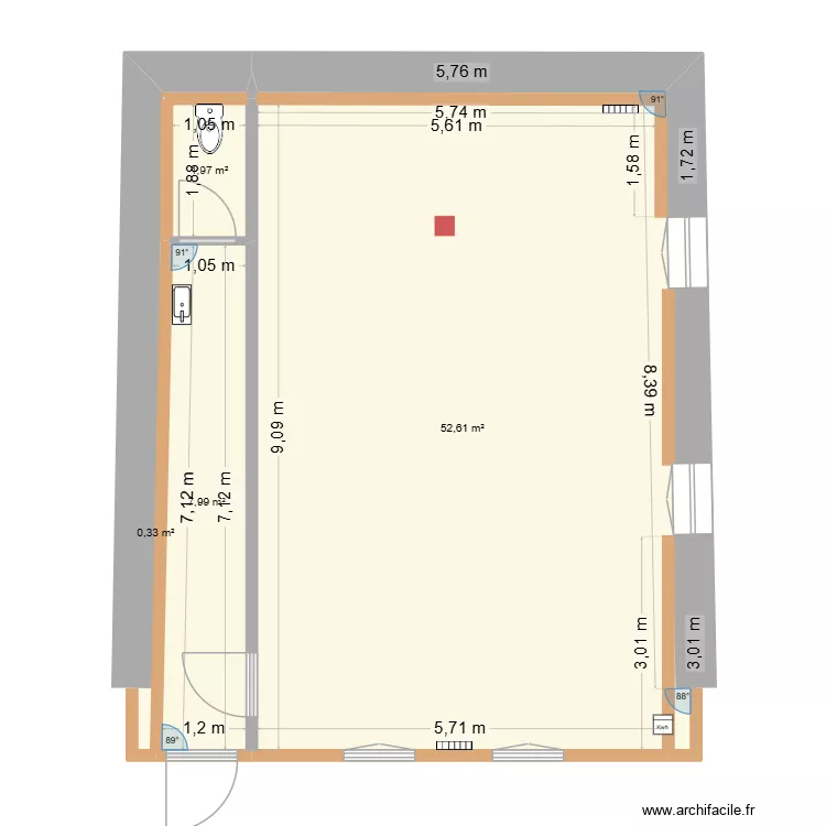 Grange PROJET. Plan de 4 Pièces et 63 m²