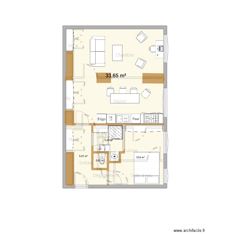 Appt Antoine 7. Plan de 5 pièces et 54 m2