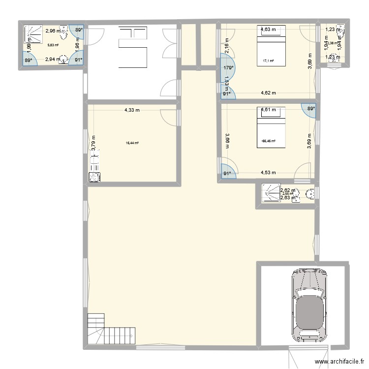 Melki. Plan de 6 pièces et 61 m2