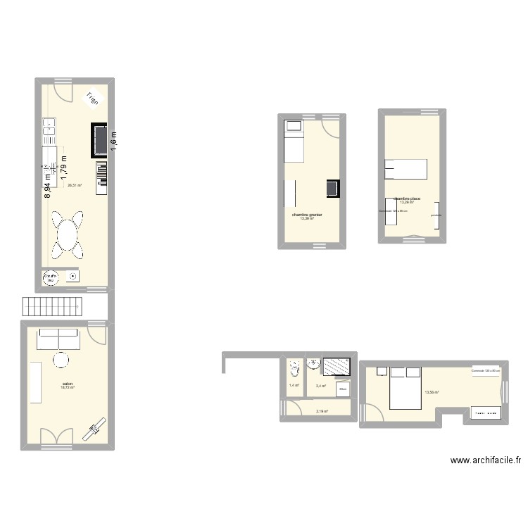 nouveau castelnau cuisine 2. Plan de 8 pièces et 92 m2
