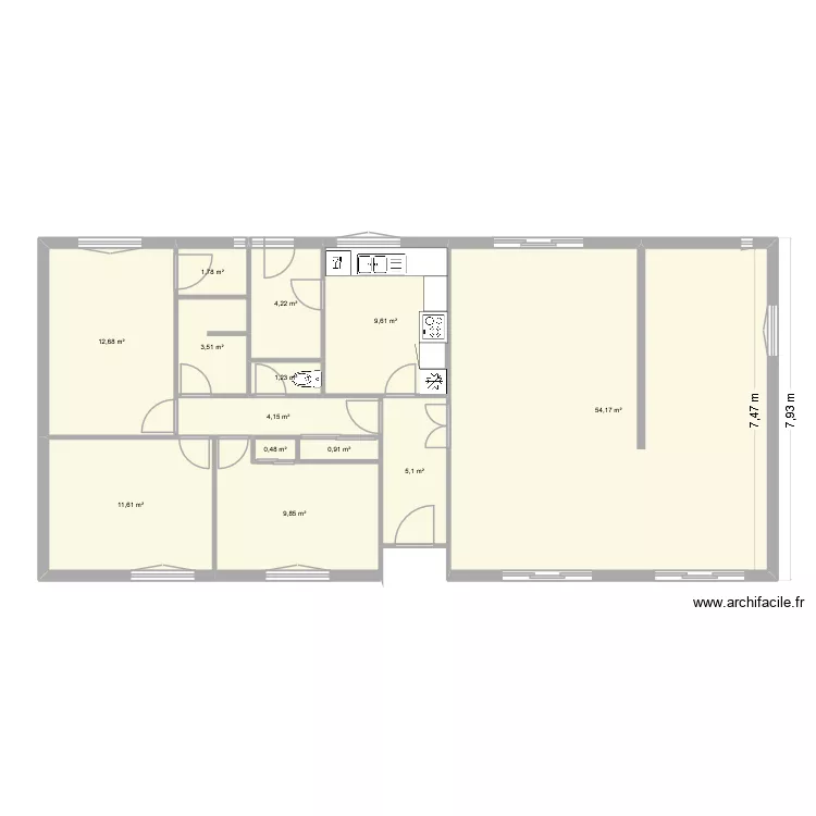 SdeB Nath_actuel. Plan de 13  et 119 m²
