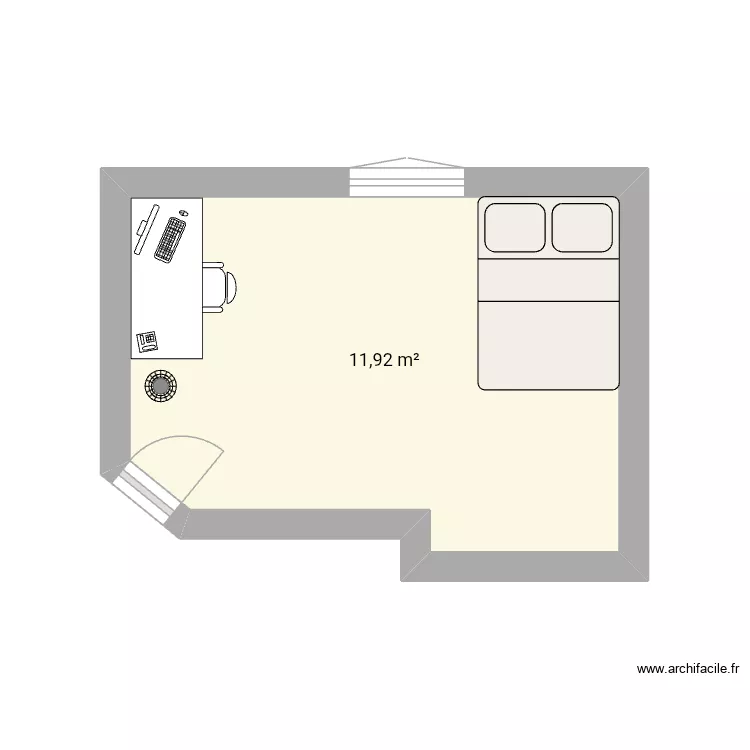 Chambre. Plan de 1  et 12 m²