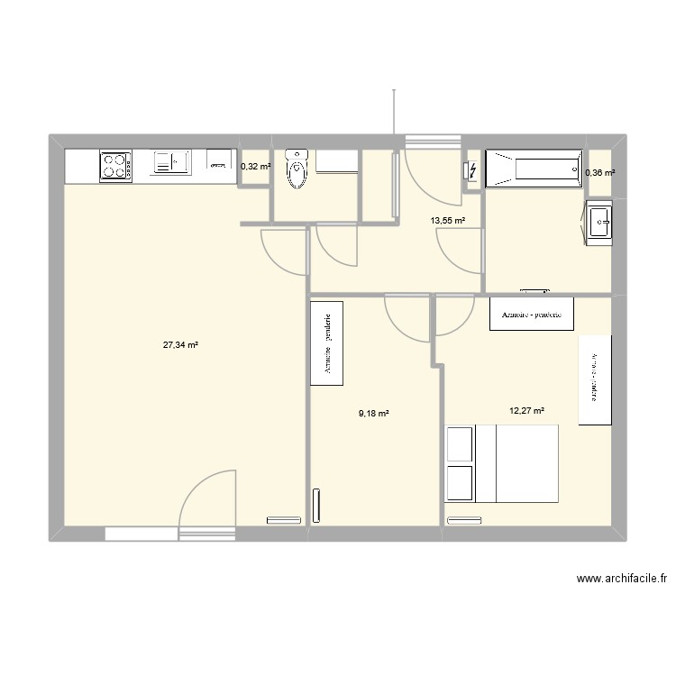 Ouvrard. Plan de 6 pièces et 63 m2