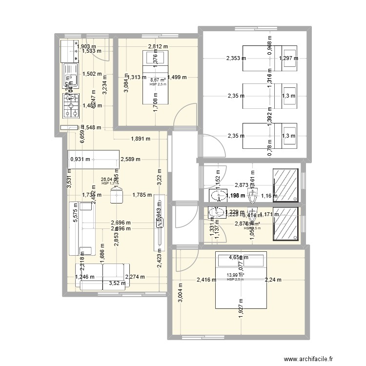 ARMAND ACTUALISER. Plan de 4 pièces et 53 m2