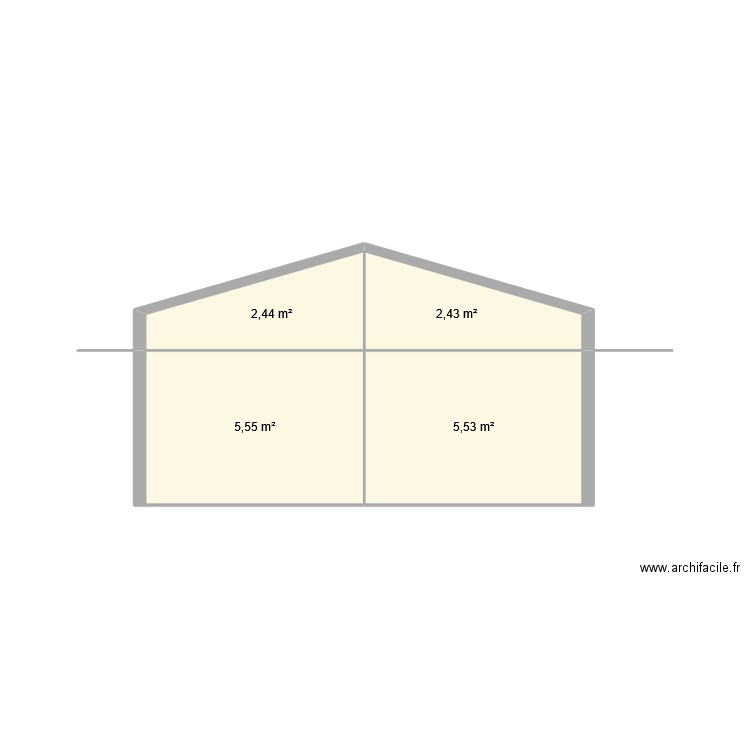 Toit Cabanon. Plan de 4 pièces et 16 m2