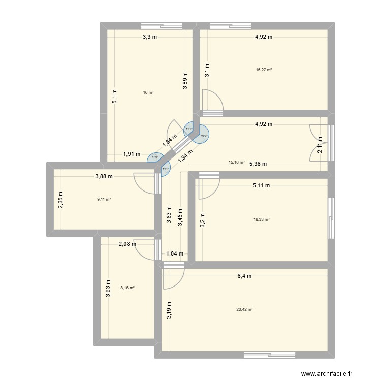 plan, PACE. Plan de 7 pièces et 100 m2