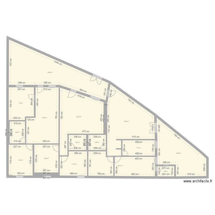 gandara t2+t2+t3 medidas reteficadas. Plan de 19 pièces et 283 m2