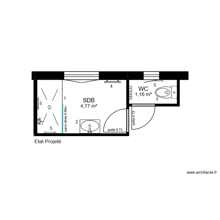Arnault Projet. Plan de 2  et 6 m²
