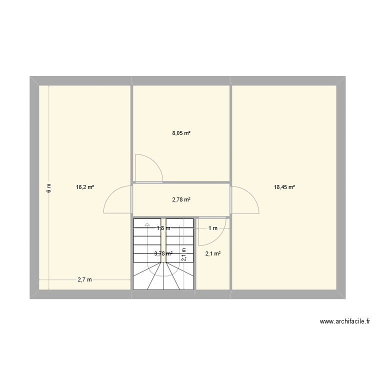 Treustel étage. Plan de 6 pièces et 51 m2