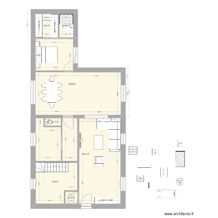 maison brique projet 3. Plan de 6 pièces et 94 m2