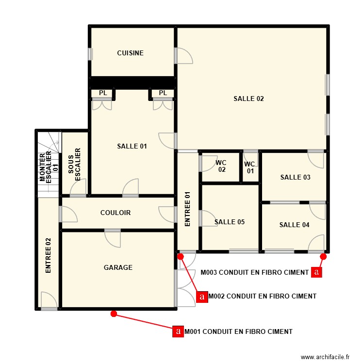 PLAN AM RDC ST HILAIRE. Plan de 17 pièces et 91 m2