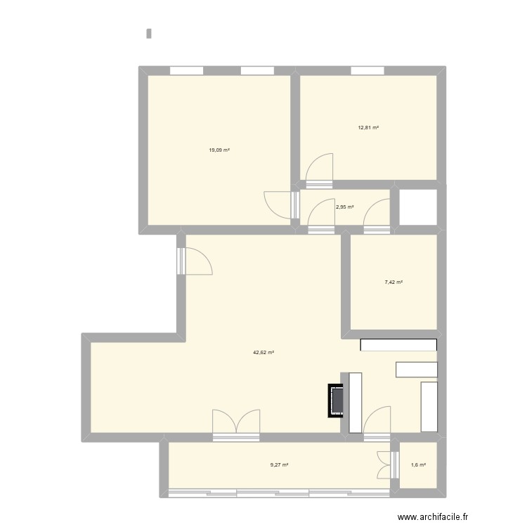 barbier. Plan de 7 pièces et 96 m2