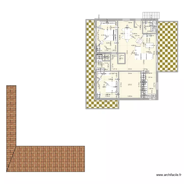 RDC 3 BIS. Plan de 18  et 232 m²