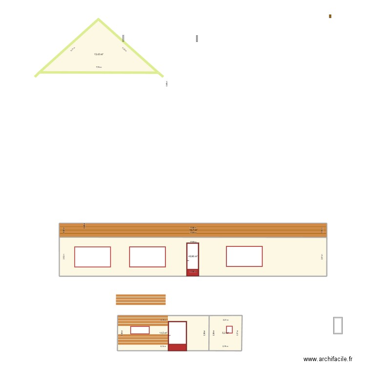 Plan de facade. Plan de 5 pièces et 97 m2