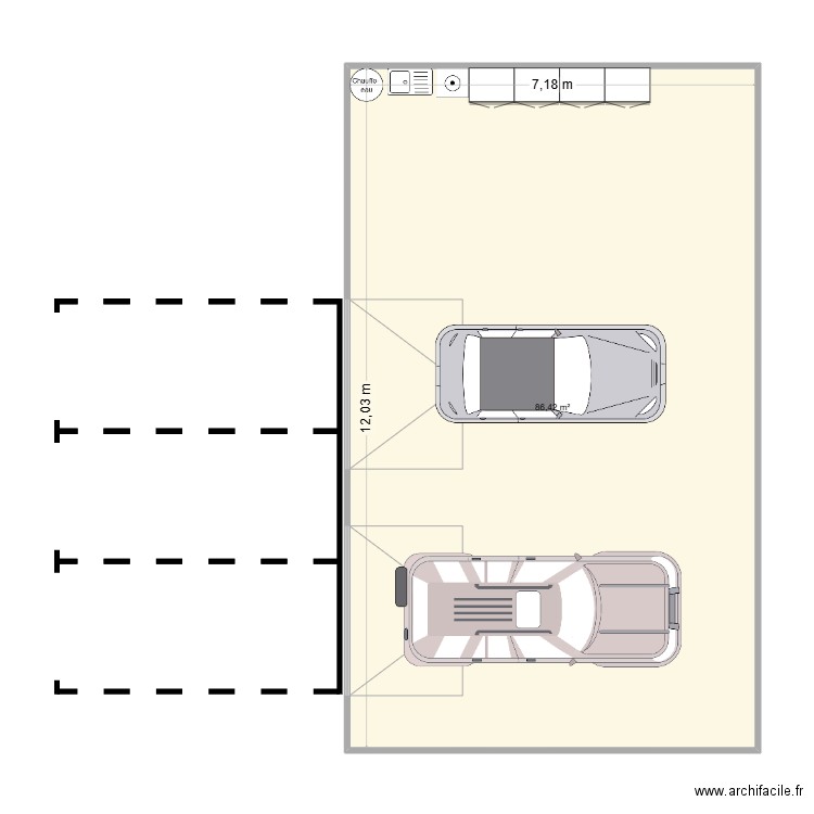 container detailing. Plan de 1 pièce et 86 m2