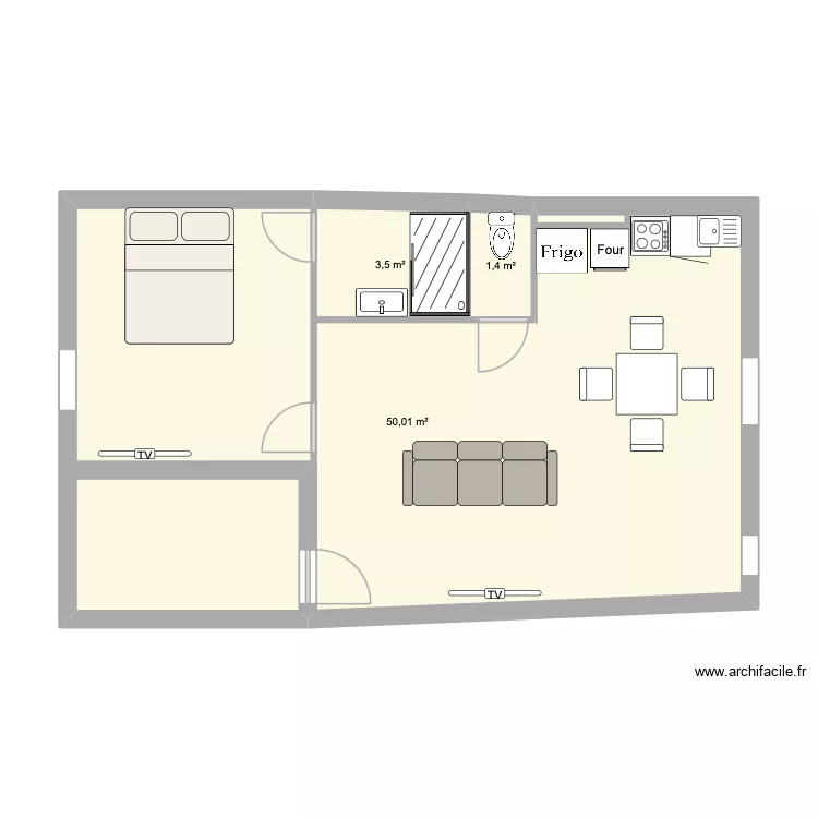 CAREMY 3EME ÉTAGE V2. Plan de 3 Pièces et 55 m² CAREMY 3EME ÉTAGE V2. Plan de 3 Pièces et 55 m²