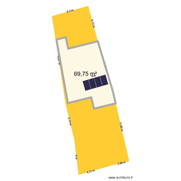PASSEMARD. Plan de 1 pièce et 70 m2