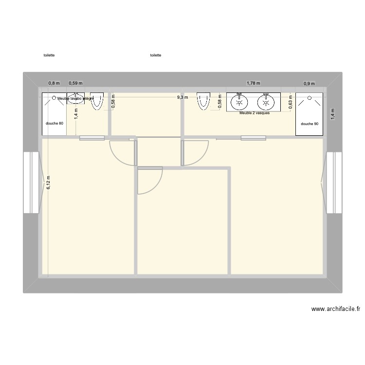 plomberie. Plan de 9 pièces et 166 m2