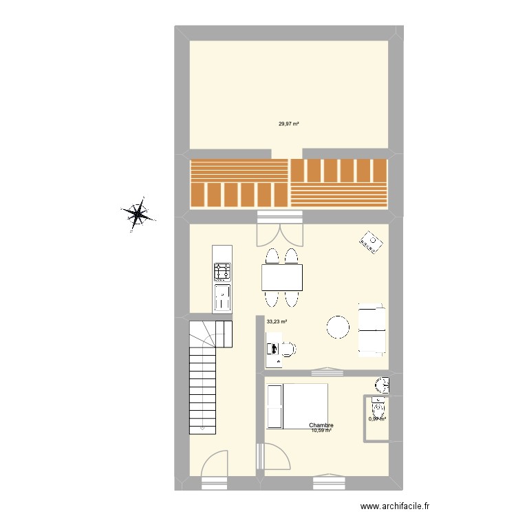 Plan Valmy 1. Plan de 4 pièces et 75 m2