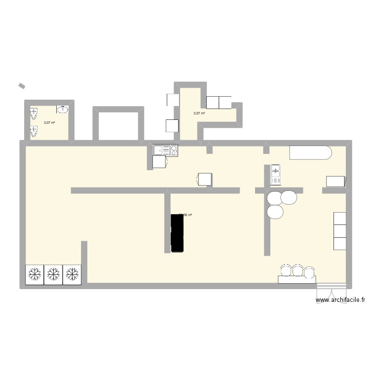 kathya le fournil D'O. Plan de 3 pièces et 105 m2