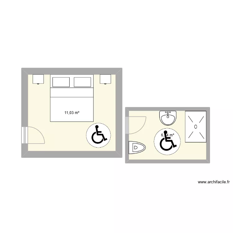 maison d'une personne en fauteuil roulant. Plan de 