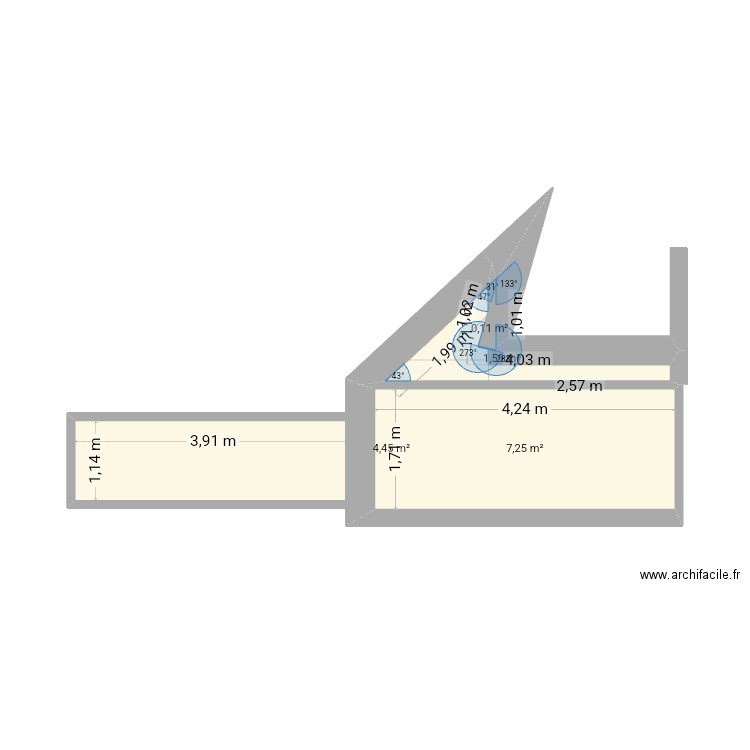 Bohrie. Plan de 4 pièces et 13 m2