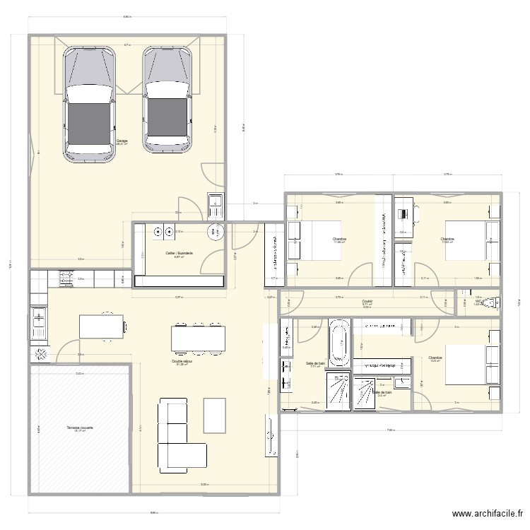 Maison v13. Plan de 11 pièces et 176 m2