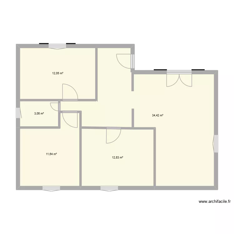 maison brouillon. Plan de 5  et 74 m²