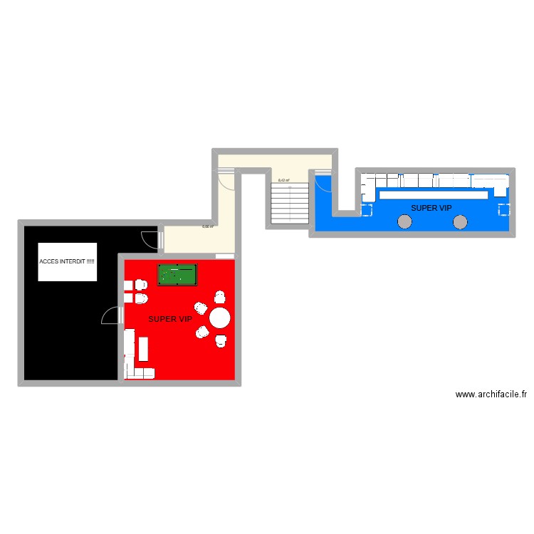 BOITE DE NUIT VIP. Plan de 5 pièces et 104 m2