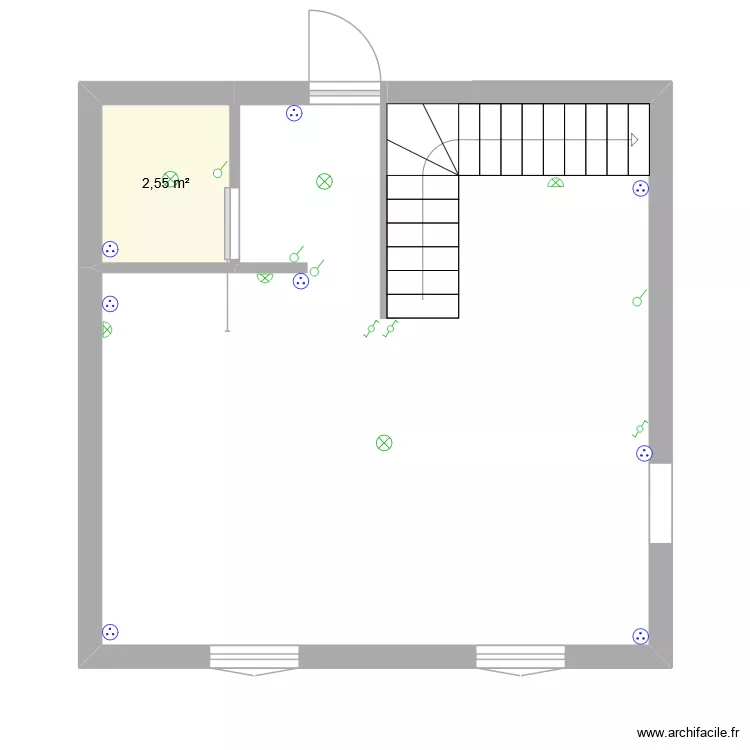 electricit&eacute; rdc. Plan de 1  et 3 m²