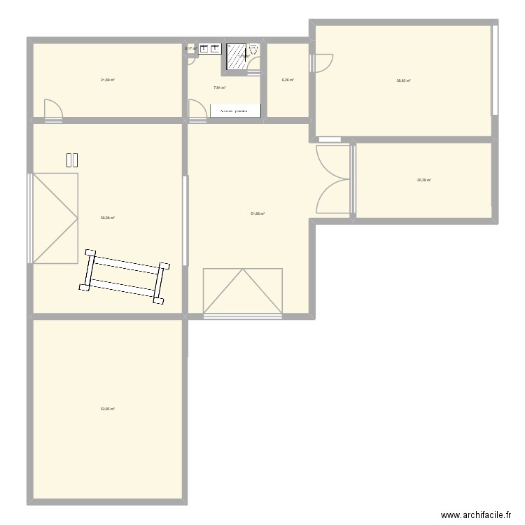 garage. Plan de 10 pièces et 258 m2