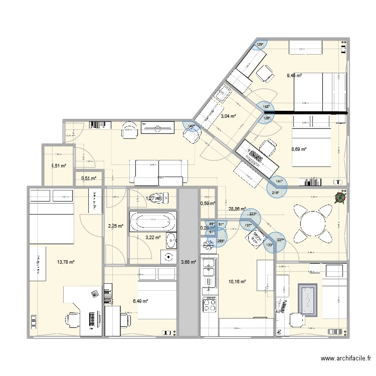 levallois10. Plan de 15 pièces et 94 m2