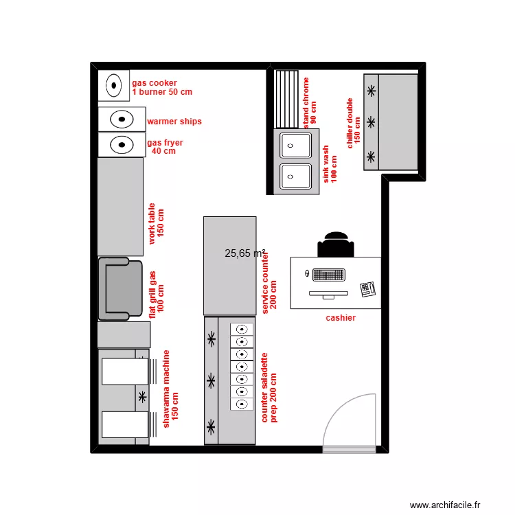 shawarma nashama. Plan de 1  et 26 m²
