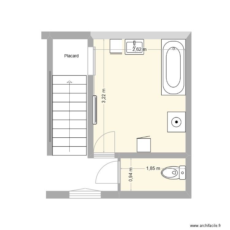 Sanchez avant. Plan de 2 pièces et 10 m2