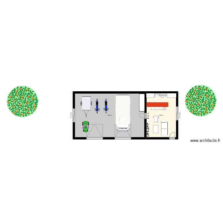 garage. Plan de 2 pièces et 99 m2