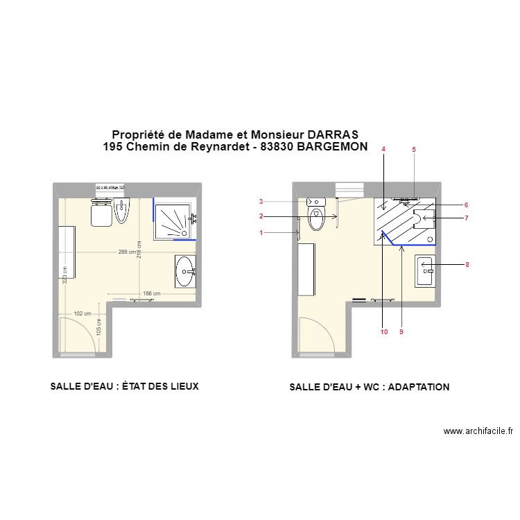 DARRAS Dominique. Plan de 2 pièces et 15 m2