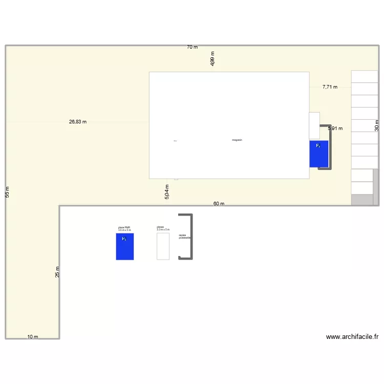 gitem - plan exterieur. Plan de 1  et 2350 m²
