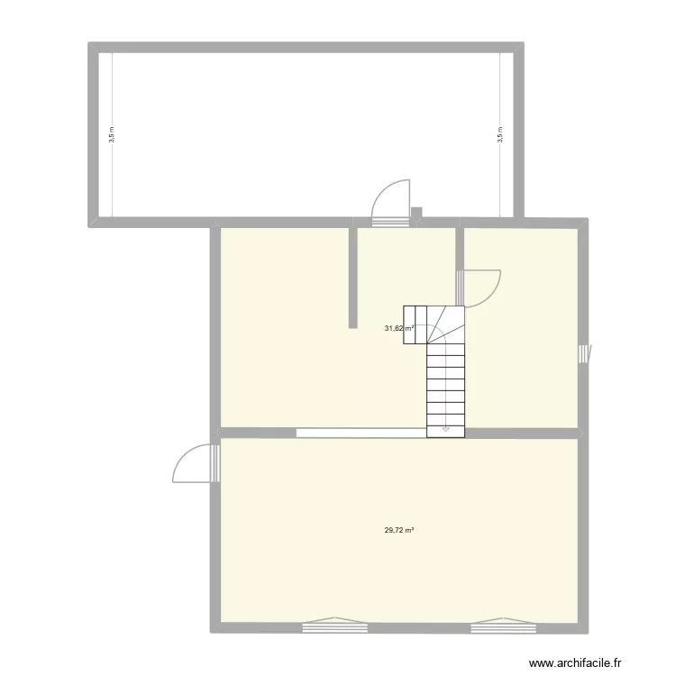 cricri. Plan de 2  et 61 m²
