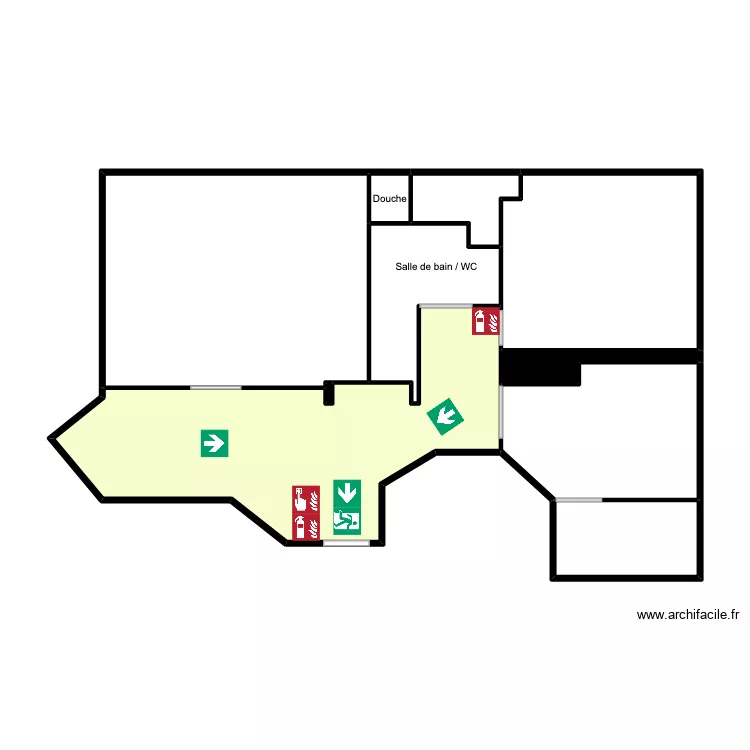 Plan d'&eacute;vacuation RTA AVOCATS 6e ETAGE. Plan de 10  et 79 m²