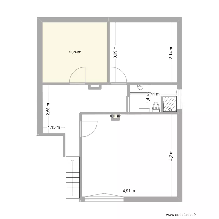 78 GR 1er &eacute;tage modif Chris. Plan de 2  et 10 m²