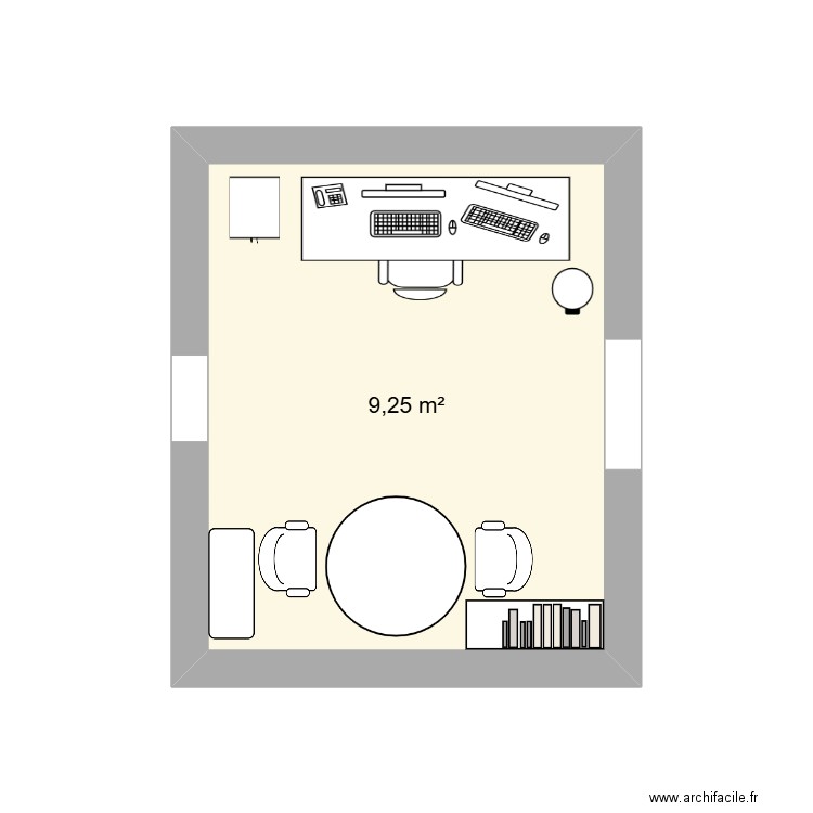 Bureau de Martine. Plan de 1 pièce et 9 m2