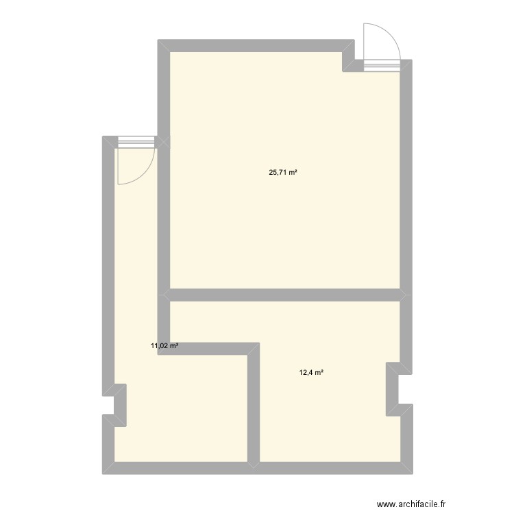 Jeff1. Plan de 3 pièces et 49 m2